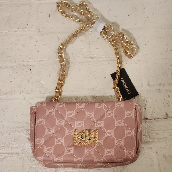bebe Handbags - Bebe Pink Quilted Chain Shoulder Bag Liv Style